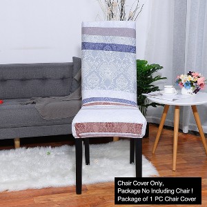 PiccoCasa Elastic Washable Dining Chair Cover Grey and Purple 20"x20" 1 Pc - 1 of 4