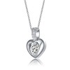 White gold plated heart drop pendant necklae adorned with pave-set cubic zirconia for a dazzling romantic statement piece - 3 of 3