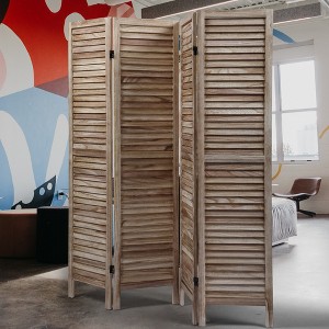 Sevobal Partitions And Room Dividers 4 Panels Screen, Portable Room Dividers And Partitions For Bedroom, Office, Brown, 63.3"*0.7"*67" - 1 of 4