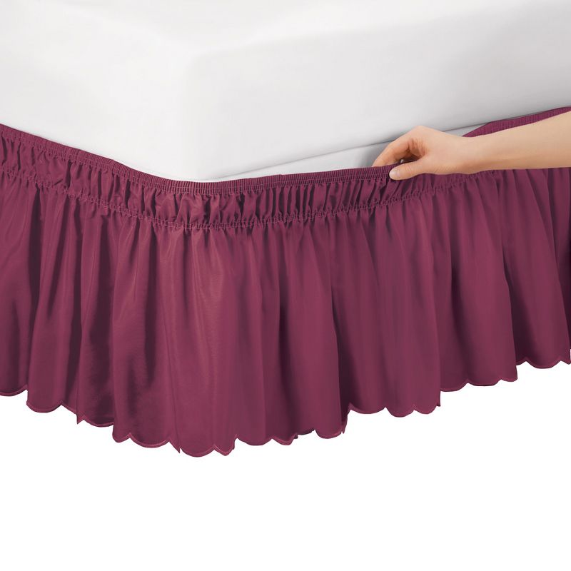 Collections Etc Scalloped Elastic Bed Wrap Around, Easy Fit, Dust Ruffle Bedskirt, 1 of 3