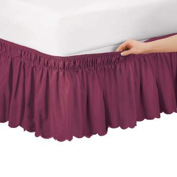 Collections Etc Scalloped Elastic Bed Wrap Around, Easy Fit, Dust Ruffle Bedskirt