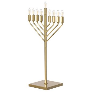 Chabad Style Hanukkah Menorah for Entryway, Living Room, Office, and Kitchen with LED Light Bulbs - 1 of 4