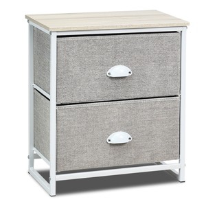 Tangkula 2-Drawer Nightstands Organizer End Table Storage Unit Bedroom White/Black - 1 of 4