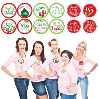 Big Dot of Happiness Merry Cactus - Christmas Cactus Party Funny Name Tags - Party Badges Sticker Set of 12