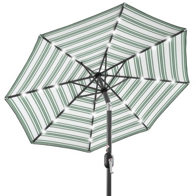 Best Choice Products 10ft Solar LED Lighted Striped Patio Umbrella w/ Crank, Tilt, Push Button, 6 Ribs