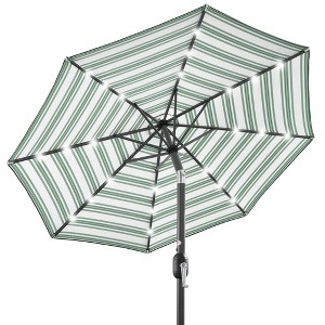 Best Choice Products 10ft Solar LED Lighted Striped Patio Umbrella w/ Crank, Tilt, Push Button, 6 Ribs - 1 of 4
