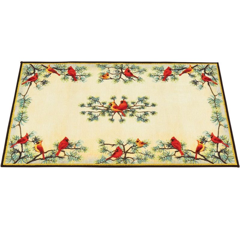 Collections Etc Cardinals on Evergreen Branches Accent Rug, 1 of 4