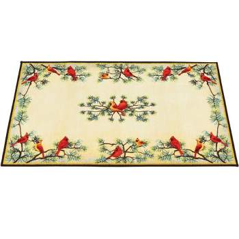 Collections Etc Cardinals on Evergreen Branches Accent Rug