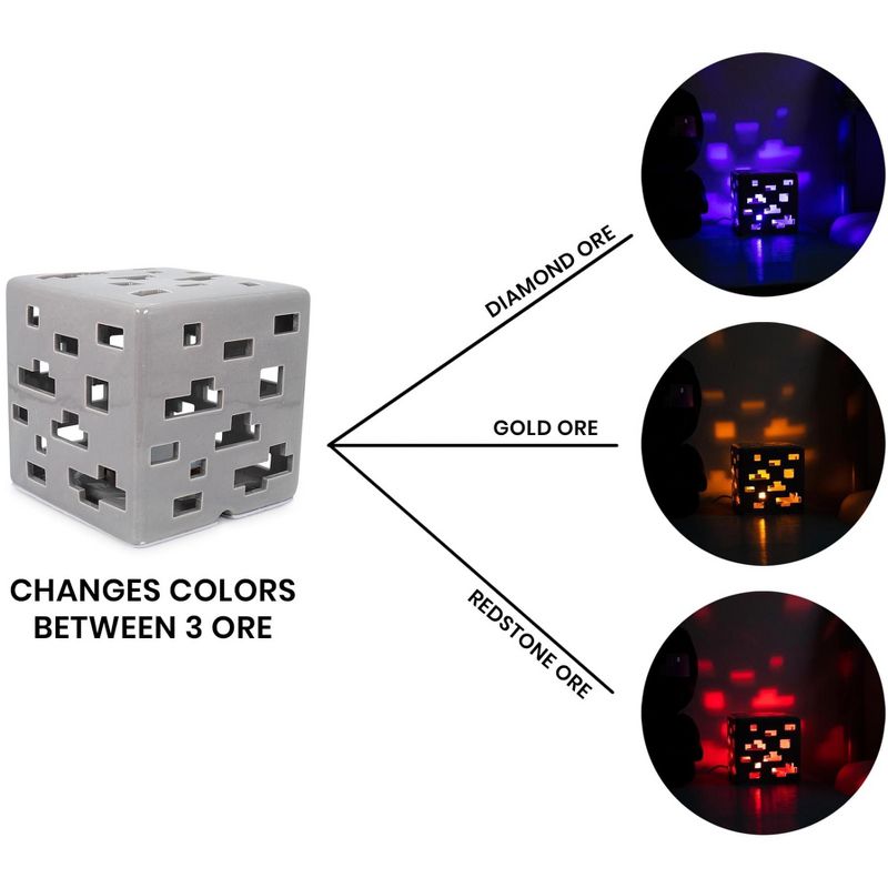 Ukonic Minecraft Ceramic Ore Block LED Mood Light | 6 Inches Tall, 3 of 7
