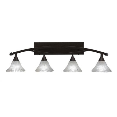 Toltec Lighting Bow 4 - Light Vanity in  Bronze with 7" Frosted Crystal Shade