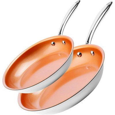 LunaLulinlk 10 + 11 Inch Ceramic Non Stick Frying Pans Nonstick Skillet, Stainless Steel Pans for Cooking, Oven and Dishwasher Safe
