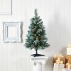 Nearly Natural 3-ft Frosted Tip British Columbia Mountain Pine Artificial Christmas Tree with 50 Clear Lights, Pine Cones and 112 Bendable Branches - 4 of 4