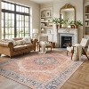 World Rug Gallery Valora Red Vintage Medallion Washable Low-Pile Indoor Area Rug with Non-Slip Backing - 2 of 4