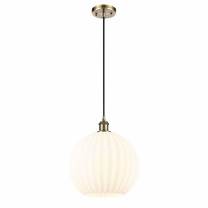 White Venetian - 1 Light Cord Hung Pendant In Modern Style-13.5 Inches Tall and 12 Inches Wide - 1 of 1