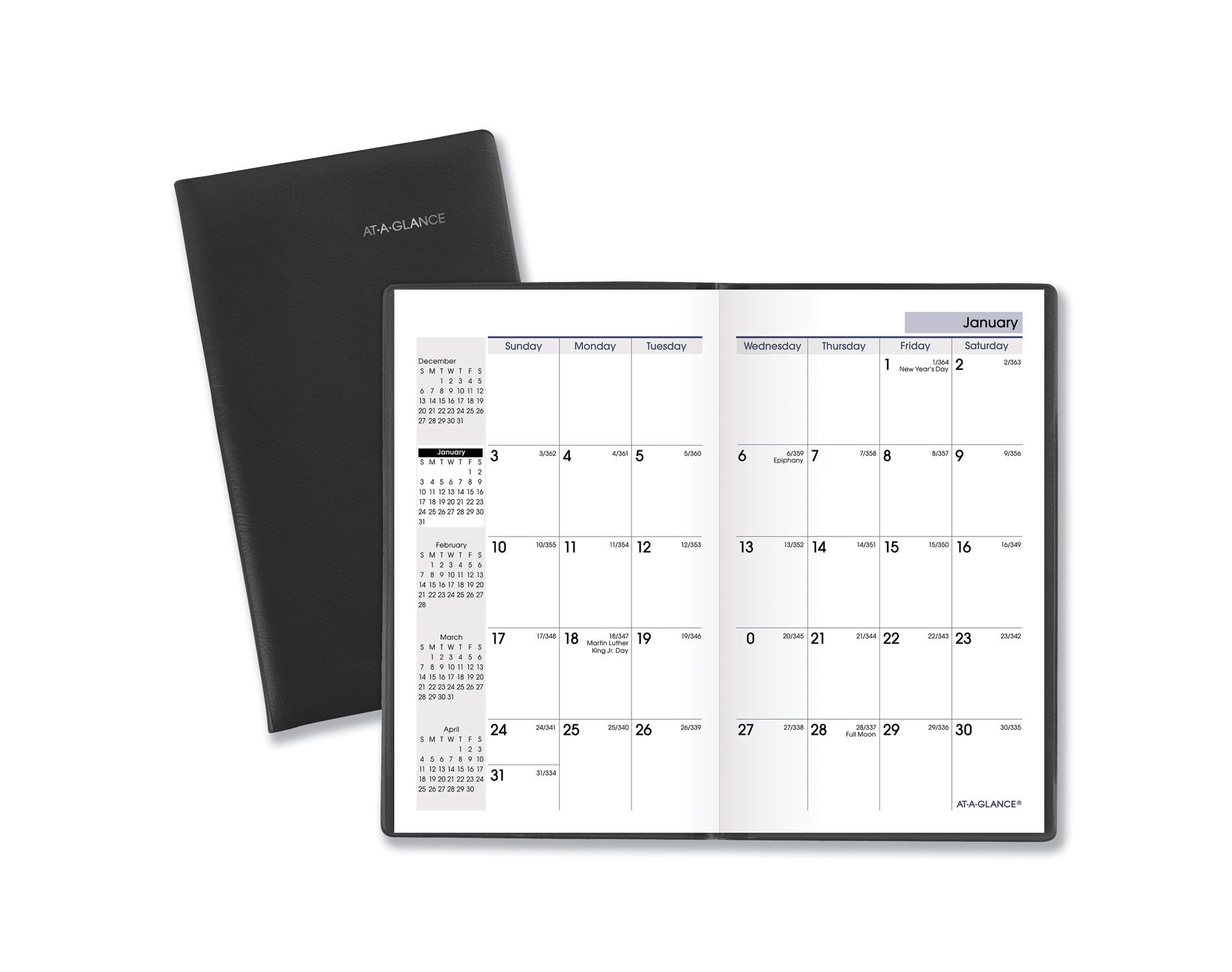 DayMinder Pocket-Sized Monthly Planner, Unruled Blocks, 6 x 3.5, Black Cover, 14-Month: Dec 2025 to Jan 2027
