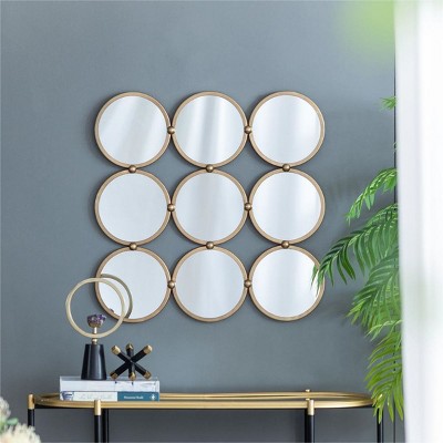 Modern Metal Wall Mirror Set, Round Decorative Mirrors with Square Framed Mirror Art for Living Room or Lounge – The Pop Home