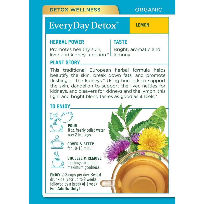 Traditional Medicinals Organic EveryDay Detox Lemon Herbal Tea - 16ct, 2 of 8