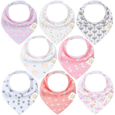 Image of 8pk Organic Baby Bandana Bibs, Baby Drool Bibs for Baby Boy, Girl, Baby Bibs for Infant, Newborn  (Pink Dreams)