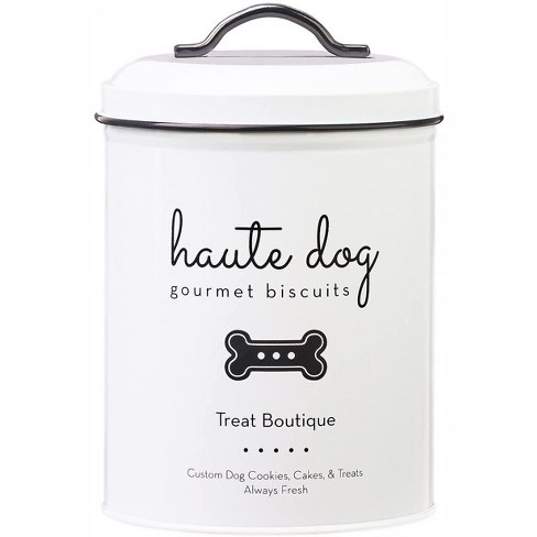 Amici Pet Haute Dog Gourmet Biscuits Metal Storage Canister 72 Oz. White Black Target