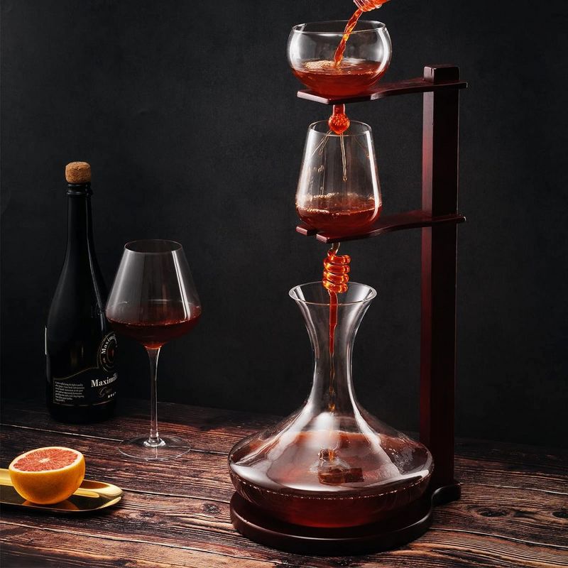 The Wine Savant Wine Tower Decanting & Aerator Set, Unique Wine Decanter, Enhances Flavors & Aromas - 2250 ml, 5 of 8