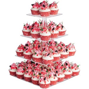 Wikineon 4 Tier Acrylic Cupcake Stand, Premium Cupcake Holder, Acrylic Cupcake Tower Display Cady Bar Party D¨¦cor a Display for Pastry - 1 of 4
