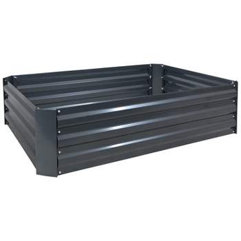 Sunnydaze Raised Corrugated Galvanized Steel Rectangle Garden Bed for Plants, Vegetables, and Flowers - 47" W x 11.75" H