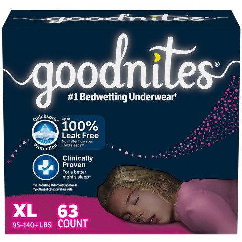 Goodnites Nighttime Bedwetting Underwear, Girls' XL (95-140 lb.), 63ct,  FSA/H