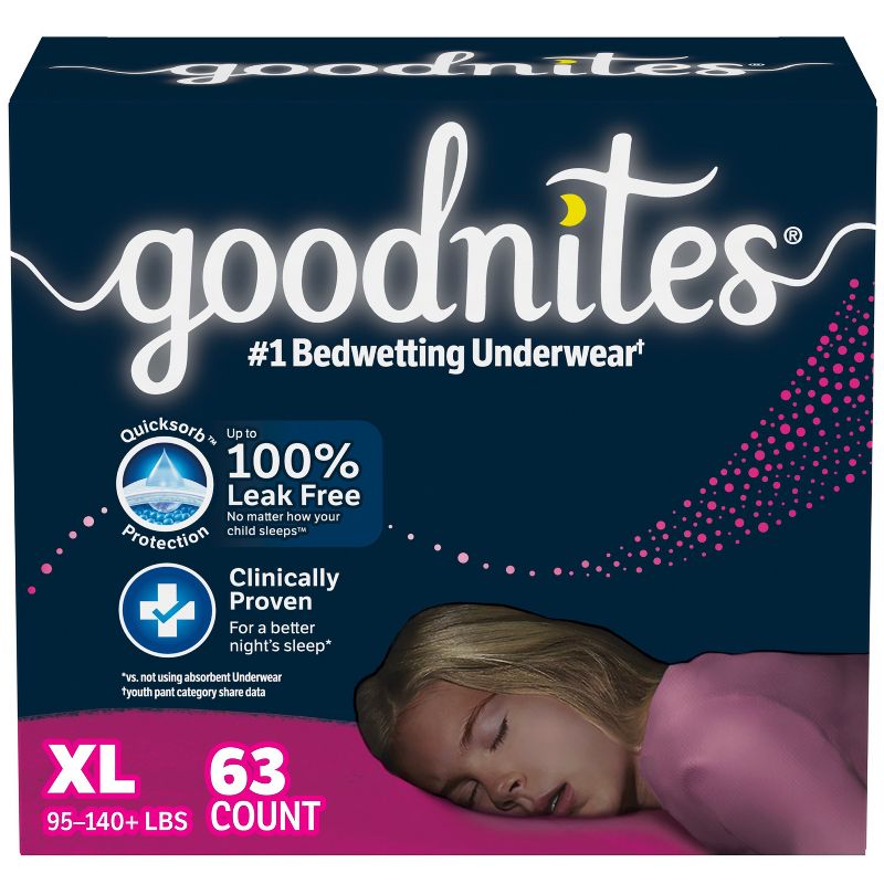 Goodnites Girls' Nighttime Bedwetting Underwear - (Select Size and Count) , 1 of 13