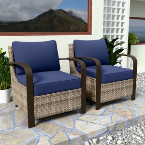 EAGLE PEAK Coastal Vista Patio Chair with Cushions, Outdoor Ratten Wicker Lounge Chair with Deep Seating - 1 of 4