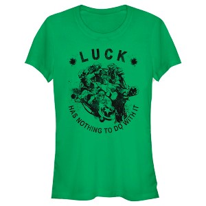 Juniors Womens Marvel Avengers St. Patrick's Day Luck has Nothing to Do With It T-Shirt - 1 of 4