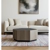 HomeRoots 32" Black and Oak Wood Hexagon Coffee Table With Two Drawers - 2 of 4