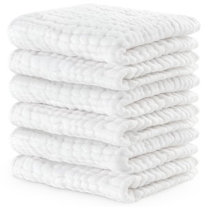 Baby Washcloths Muslin Cotton, Large 10”x10” by Comfy Cubs - 1 of 4