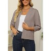 Women's 3/4 Sleeve Open Front Cropped Cardigan Sweater Elegant Shrugs for Women - 2 of 4