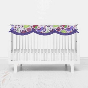 Bacati - Botanical Purple Long Crib Rail Guard Cover - 1 of 4