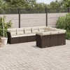 vidaXL 11 Piece Patio Sofa Set with Cushions Brown Poly Rattan - Brown and Cream Without Table - 2 of 4