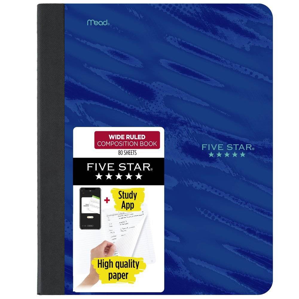 Five Star Active Comp Book Blue Wide Ruled 80ct