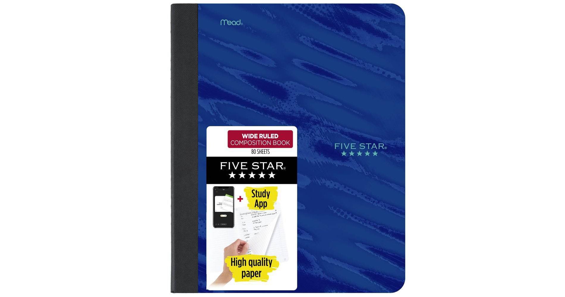 Five Star Active Comp Book Blue Wide Ruled 80ct