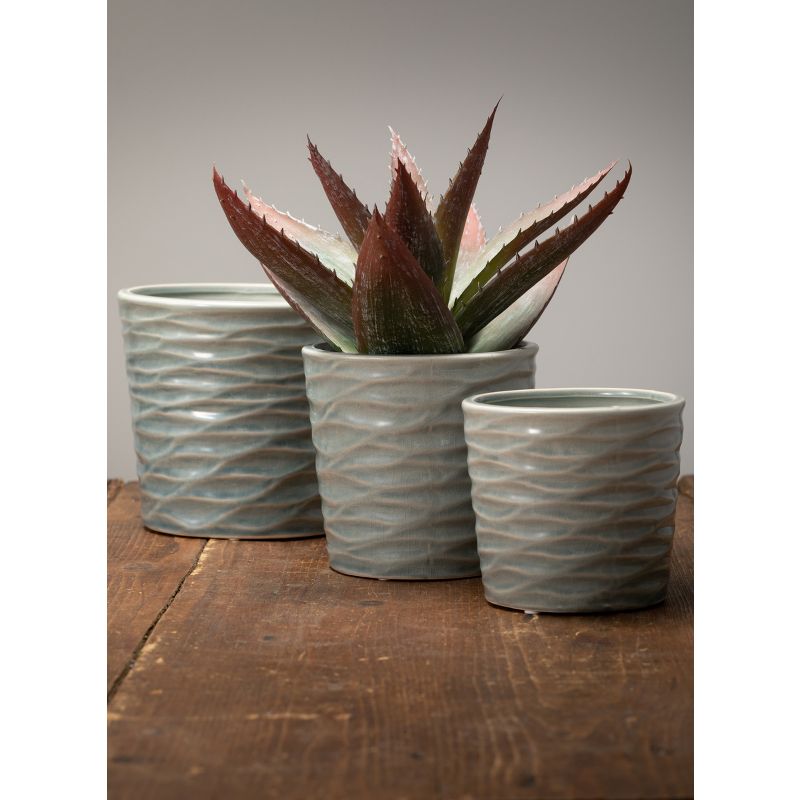 Sullivans Set of 3 Ceramic Planter Vases 6"H, 4.5"H & 5.25"H Blue, 3 of 5