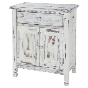 1-drawer Storage Cabinet Hardwood White - Alaterre Furniture: Country Cottage, Dental Work, Pine Frame - 1 of 4