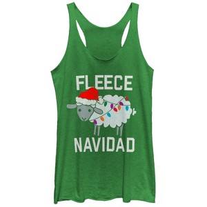 Women's CHIN UP Christmas Fleece Navidad Racerback Tank Top - 1 of 3