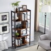VECELO Wooden Bookcase Retro Industrial Bookshelf with Metal Frame & Open Platform, 4 Shelf Bookcase, Brown - 4 of 4