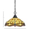 Toltec Lighting Any 1 - Light Pendant in  Matte Black with 16" Amber Dragonfly Art Glass Shade - 2 of 2