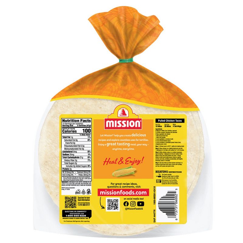 Mission gluten Free White Corn Tortillas - 25oz/30ct, 3 of 7