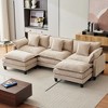 112" L-Shaped Sofa, Modular Sectional Sofa, Comfy Deep Seat Convertible Couch with Ottoman, Modern Minimalist Chenille Couch for Living Room - 4 of 4