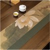 Wikineon Elegant White Lotus Silk Tablecloth Tea Ceremony Style, 13x72 Inches, High-end Table Decoration With Green Edges And Floral Patterns - 4 of 4