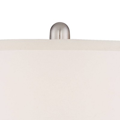 Brushed Nickel 25" Table Lamps Set with White Drum Shades