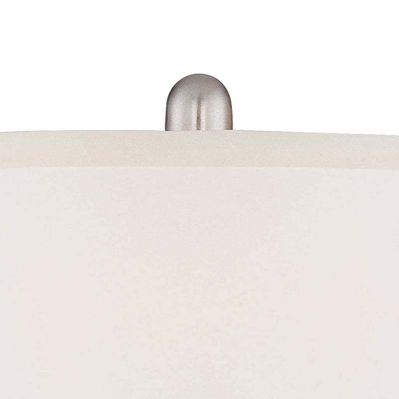 Regency Hill Blair Traditional Table Lamps 25" High Set of 2 Brushed Nickel with Table Top Dimmers White Fabric Drum Shade for Bedroom Living Room, 3 of 9