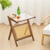 MOEPISY End Table with Magazine Rack and Tempered Glass Top - 2 of 4