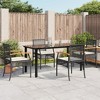 vidaXL Garden Dining Set Black PE rattan 3 Piece Set Removable Covers - Black 63" Table Length 4 Items - 2 of 4