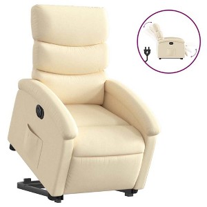 vidaXL Electric Recliner Chair Power Lift - Cream Fabric, Motorized Footrest & Backrest, Comfortable Padding, Home Theater Seating - 1 of 4